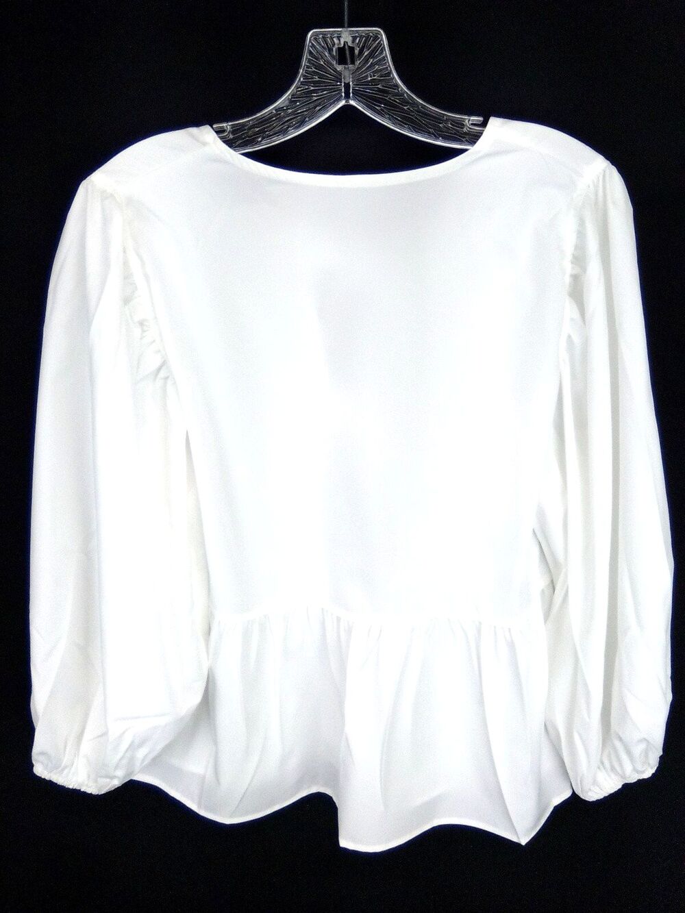 Kiluex Women's Y2K White 3 Tie Front Baby Doll Puff Sleeve Ruffle Hem Size L - Picture 6 of 7